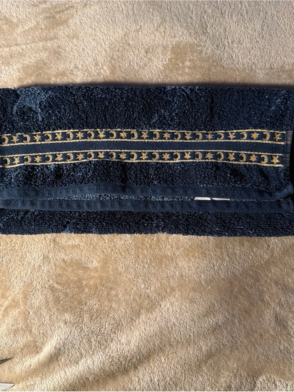 Spring Maid Contour hourglass Celestial Star & Moon Blue 100% Cotton Hand Towel